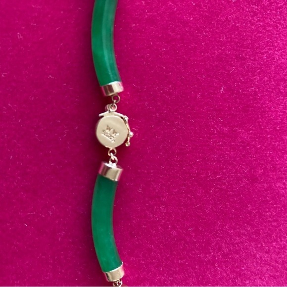 Genuine Green Jade Bar Necklace 14k Gold | Excellent Condition New No Tags - Picture 11 of 12